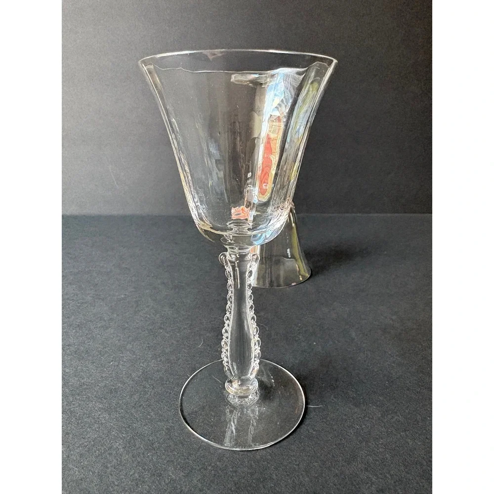 Vintage set of 2 Silver Flutes By Fostoria Claret Wine‎ Glasses